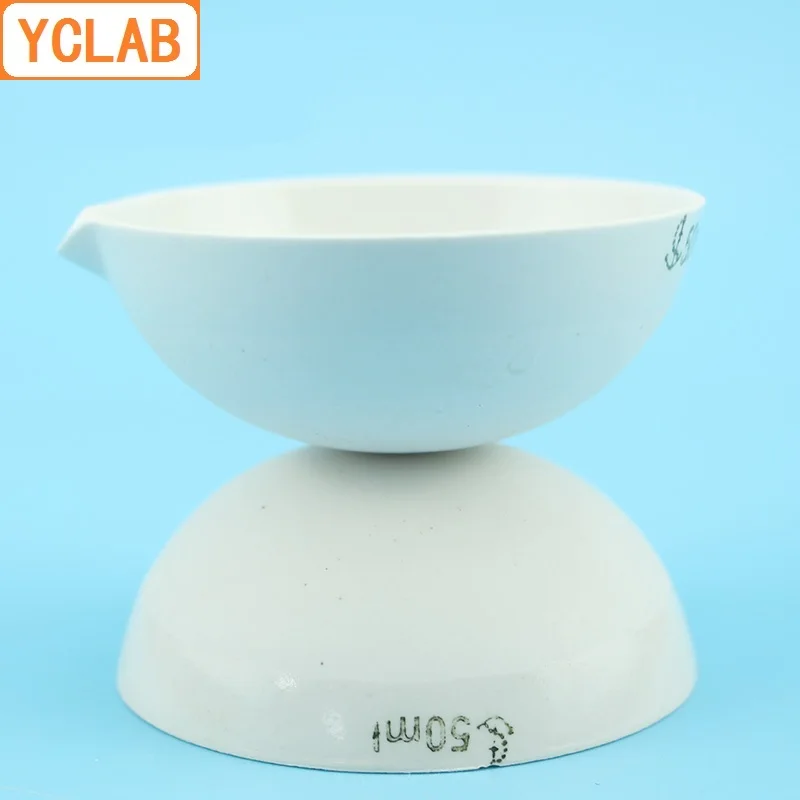 YCLAB 50mL & 75mL Ceramic Evaporating Dish Round Bottom with Spout Pottery Porcelain Laboratory Chemistry Equipment