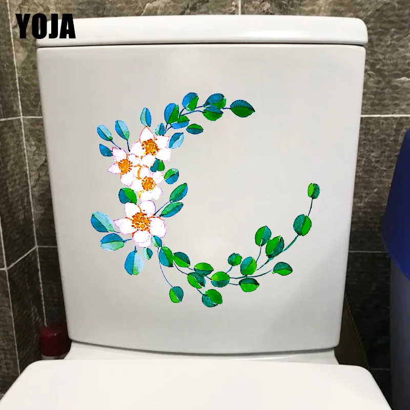 YOJA 22.8*21.5CM White Flower Garland Cartoon Bedroom Wall Decor Toilet Seat Stickers T1-0612