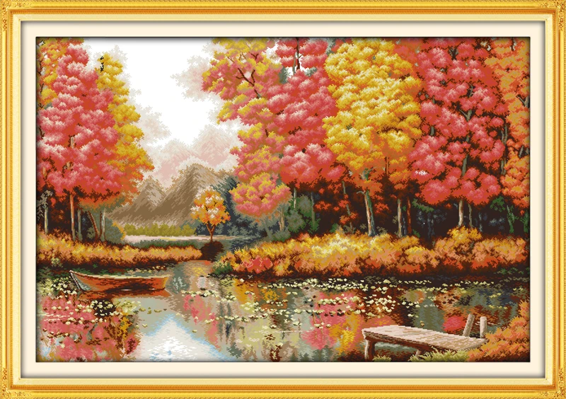 

Golden time(4) cross stitch kit 14ct 11ct count printed canvas stitching embroidery DIY handmade needlework