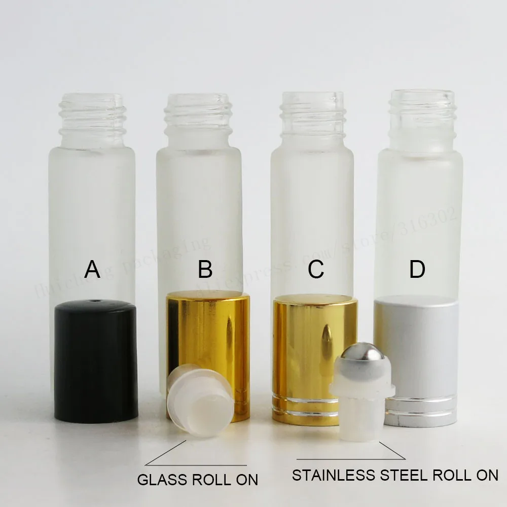 200 x 10ml frosted glass roll on perfume bottle with black lids Aluminum Cap one plastic piepette one pcs 10cc 1/3oz Containers