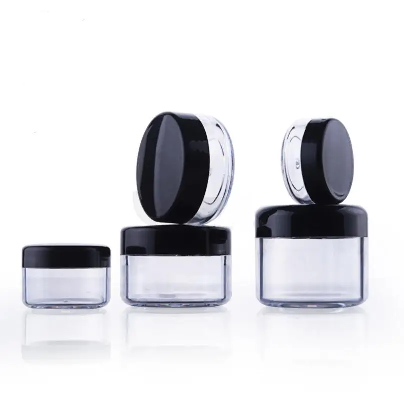 1000Pcs/Lot 5G Cream Jar, black Empty Plastic Cosmetic Container, 5ml clear jar, Small Sample case lin3618