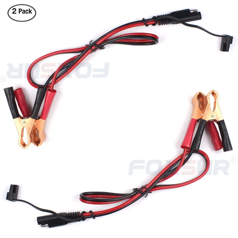 

2PCS 60CM Battery Charger SAE to Alligator Clip Cable 2 Pin Wire Crocodile clamp Connector DC Cord SAE Quick Connect