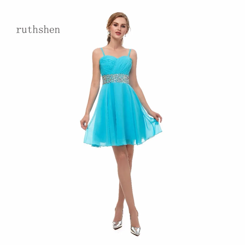 ruthshen New Arrivals Blue Short Cocktail Dresses Sleeveless Sweetheart Neck Vestidos Coctel Cheap In Stock Vestido Coctel Corto