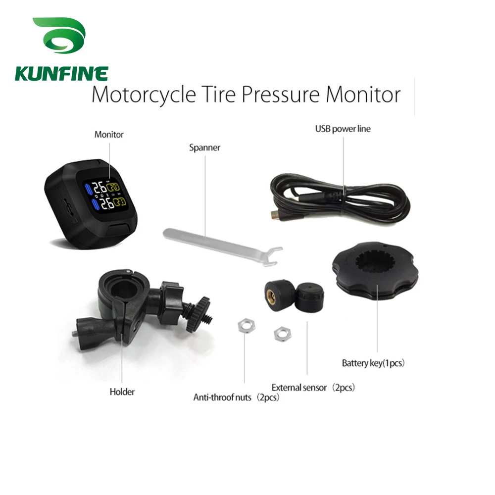 KUNFINE Smart Motorcycle TPMS Tyre Pressure Monitoring System TPMS Digital LCD Display Motorcycle Security Alarm Systems