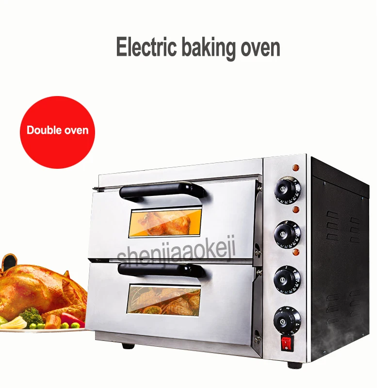 Commercial thermometer Electric double pizza oven/mini baking oven/bread/cake toaster hot Plate Oven WL002 220v 3kw 1PC