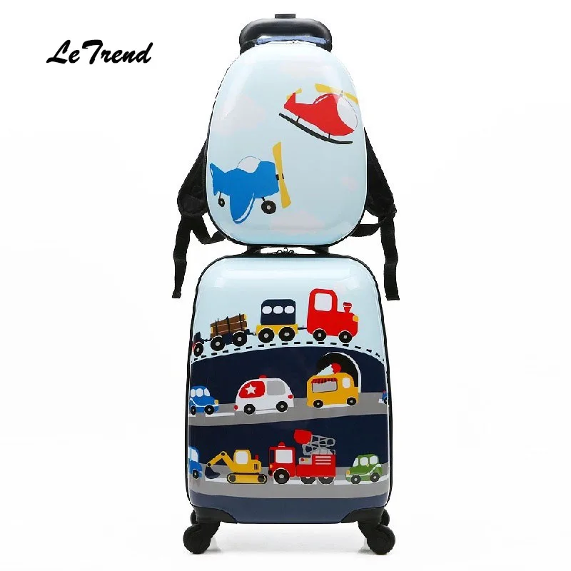 Letrend Cute Cartoon Suitcases Wheel Kids dinosaur Rolling Luggage Set Spinner Trolley Children Travel Bag Student Cabin Trunk