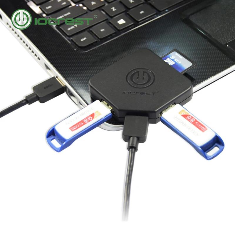 IOCREST Dünne 2 Port USB 3,0 Hub mit SD MicroSD Kartenleser Träge lager