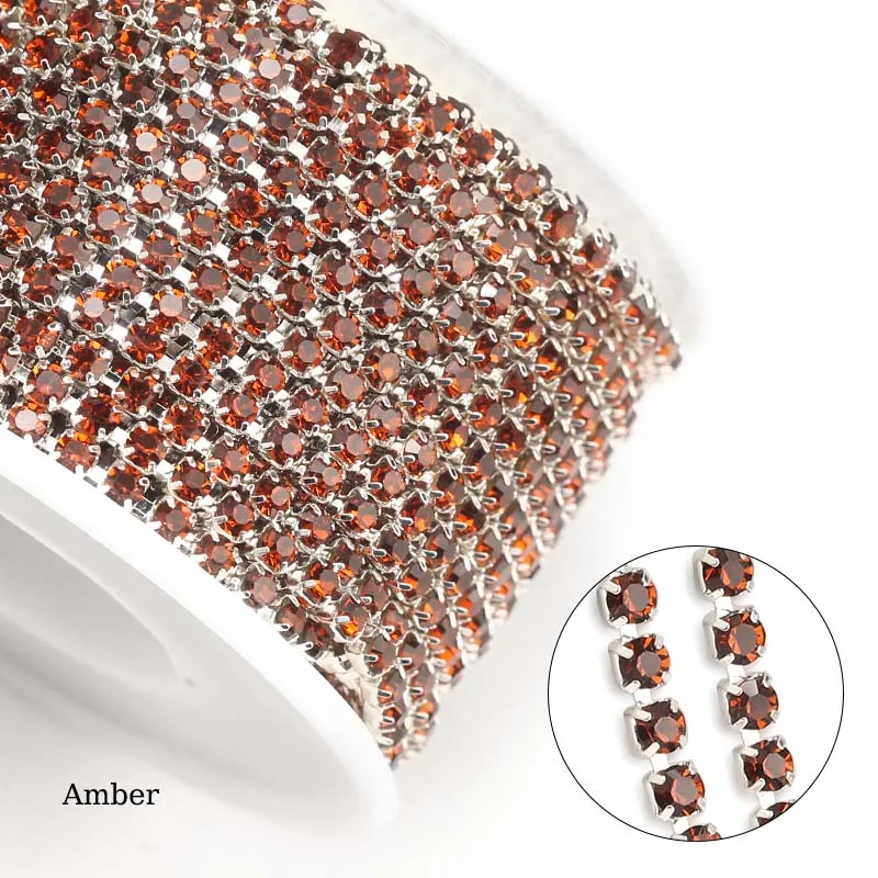QIAO10yards/roll SS6 SS12 Veel Kleur Nieuwe Aanbiedingen Kristalglas Strass Ketting DIY Mode Accessoires Sluiten Strass Cup Keten - afbeelding 1