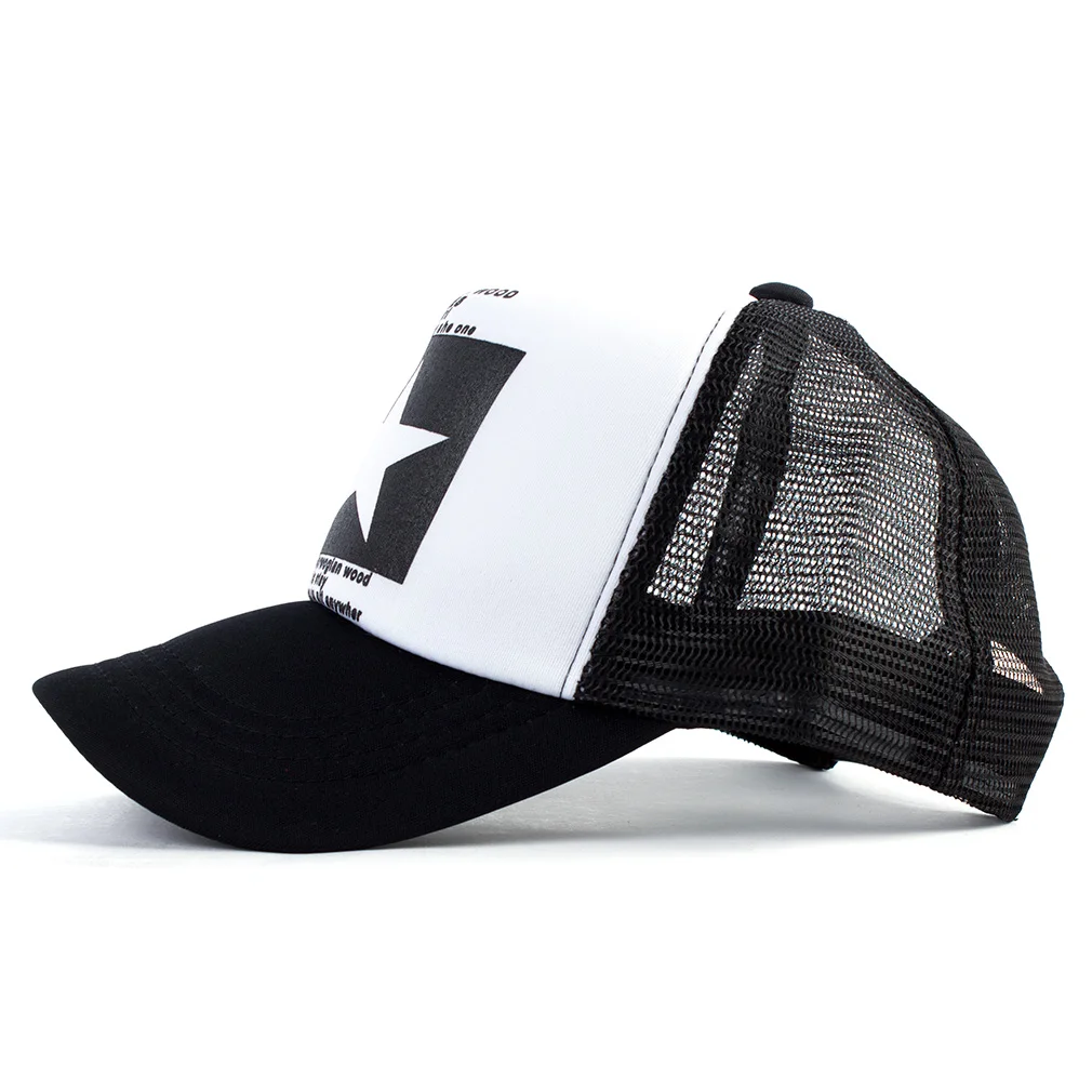 CHARM WOOD Summer Unisex Star Black Snapback Baseball Cap Men Sunshade Mesh Net Hat Women Sports Sun Visor Caps Bone gorras