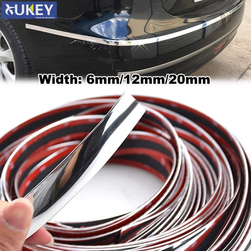 6/12/20mm Car Styling Chrome Decorative Strips Front Rear Fog Light Trim Cover Molding Frame Decoration Protection Accessories