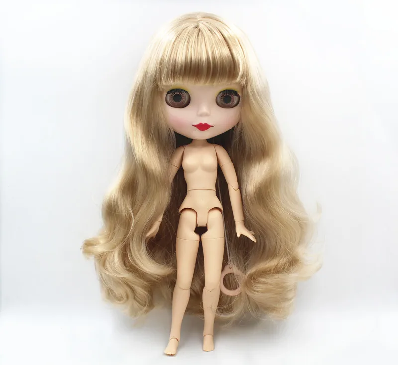 Blygirl,Blyth,Light golden bangs with curly hair, 19 joint body, frosted face shell, 1/6 doll, can replace body, DIY doll.