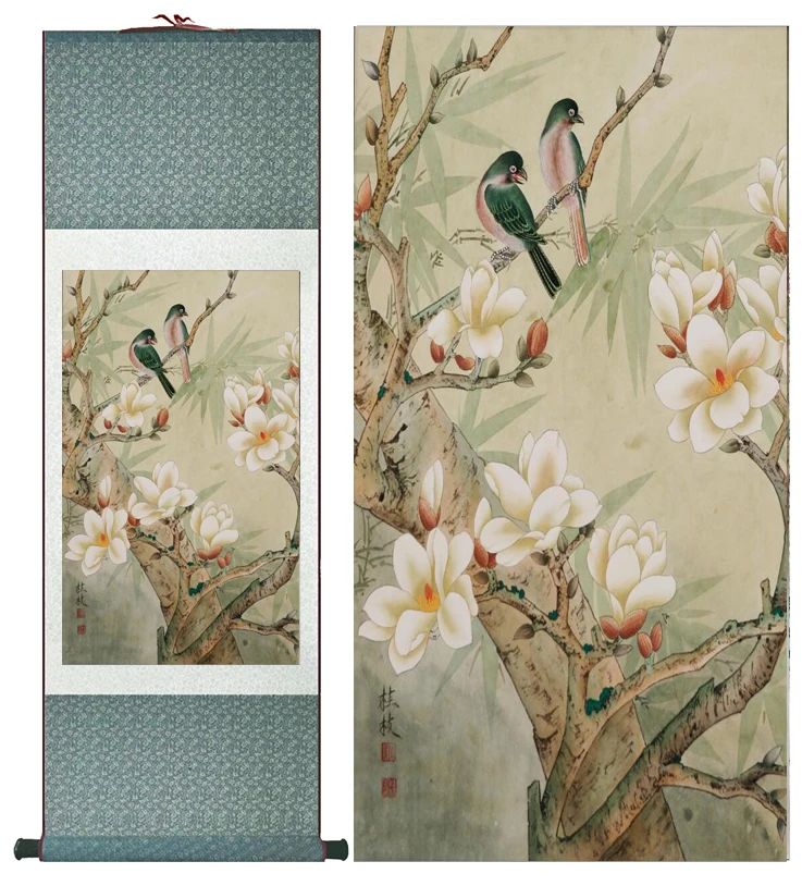 

Flower and bird painting silk scroll painting traditional birds and flower painting Chinese wash paintingPrinted painting