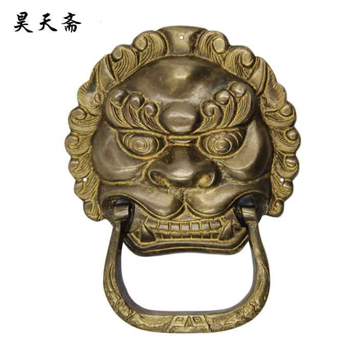 [Haotian vegetarian] bronze copper door pull ring Chinese antique beast head lion head copper handle HTA-007