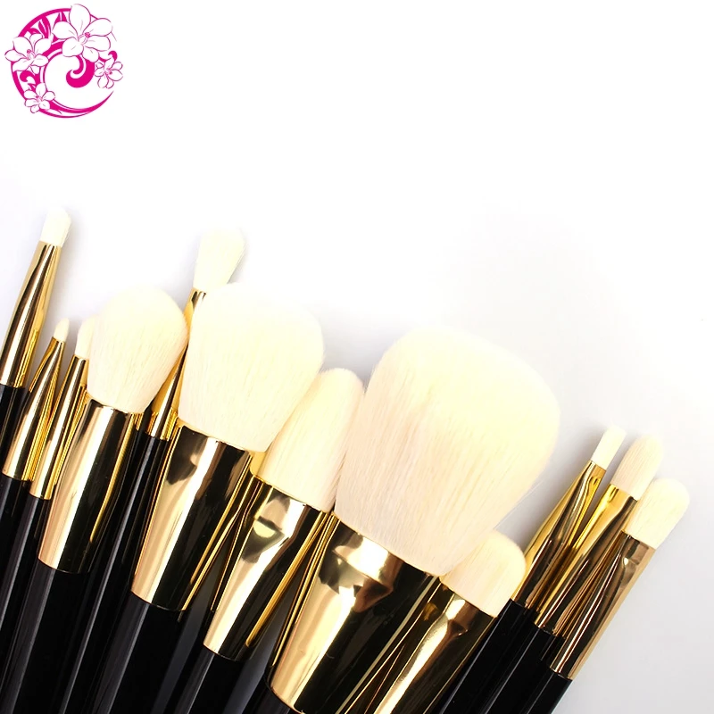 ENERGY Brand Professional 12pcs Makeup Goat Hair Brush Set Make Up Brushes +Bag Brochas Maquillaje Pinceaux Maquillage tf12