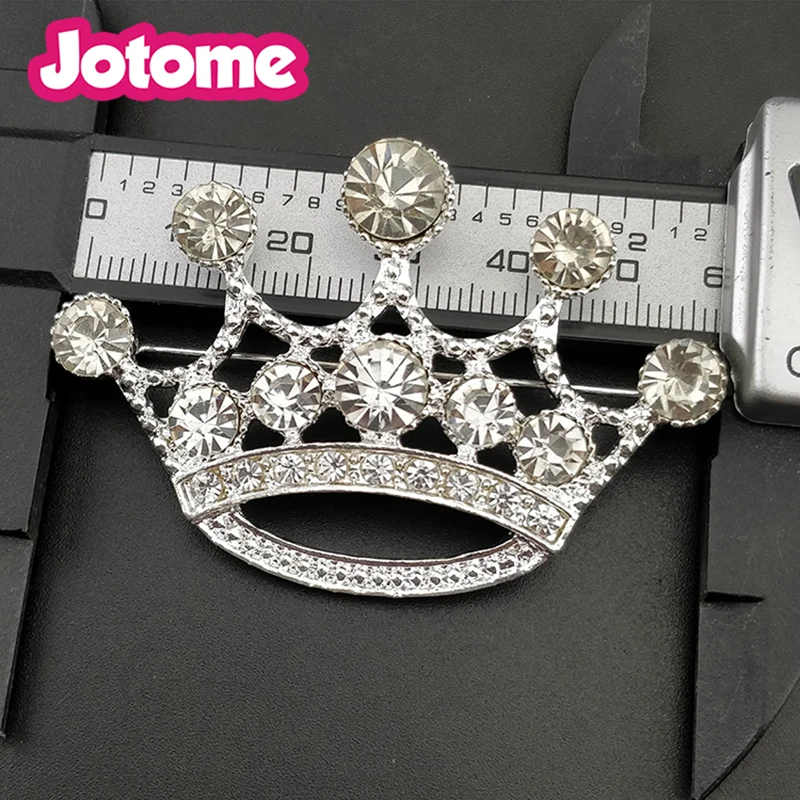 8pcs lot/Free shipping  Christmas gift clear crystal 55mm royal crown brooch for party