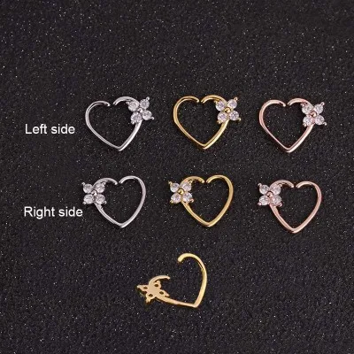 1PC Copper Heart Shape Nose Piercings Daith Piercings Septum Ear Cartilage Piercings Conch Piercings Body Jewelry пирсинг