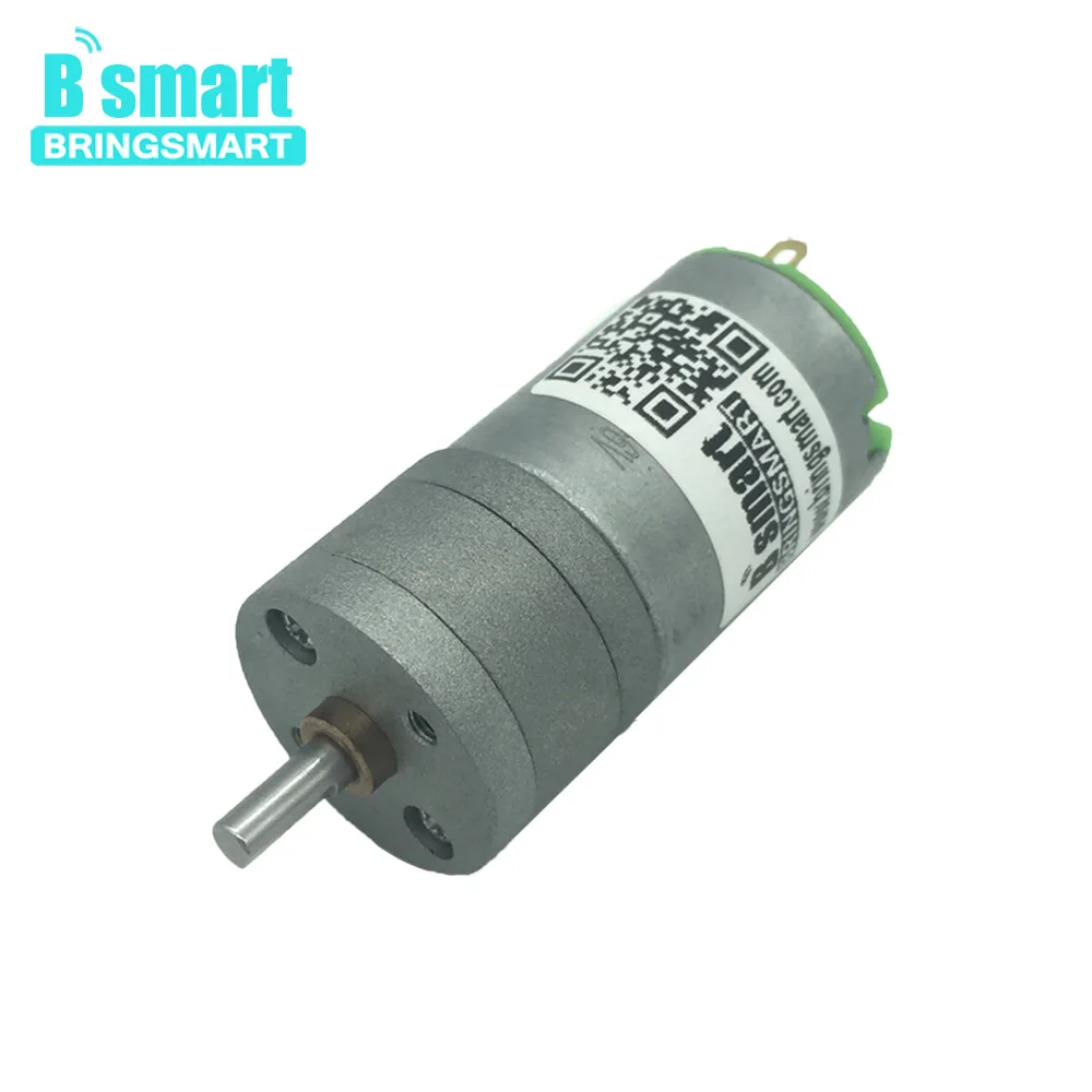 Bringsmart JGA25-280 DC Gear Motor 12V 6V Mini Carbon Brush Geared Electric Motor Smart Car Strong Magnetic DC Reducer Motor