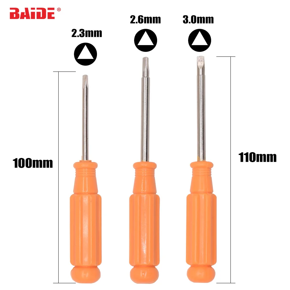 2.3mm 2.6mm 3.0mm Orange Triangular Screwdriver External Triangle Special Screw Driver for Home Appliances 200pcs/lot