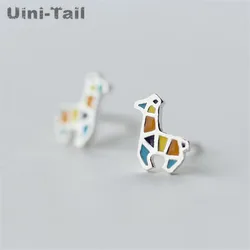 Korea Forest Department 925 Tibetan silver Cute Colorful  Mini Stud Earrings Earrings Temperament Personality Ear Jewelry ED498