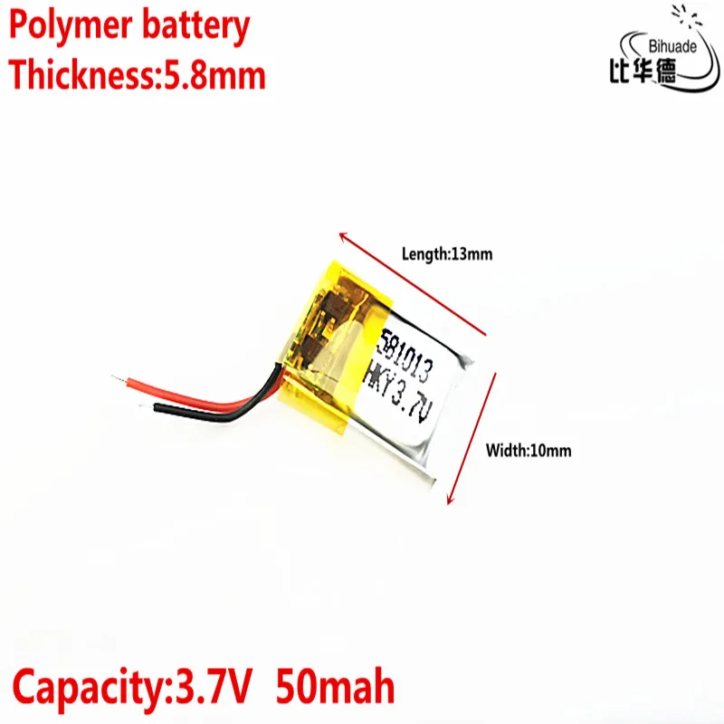 Litowa bateria energetyczna dobrej jakości 3.7V 50mAh 581013, polimerowa bateria litowo-jonowa/akumulator litowo-jonowy