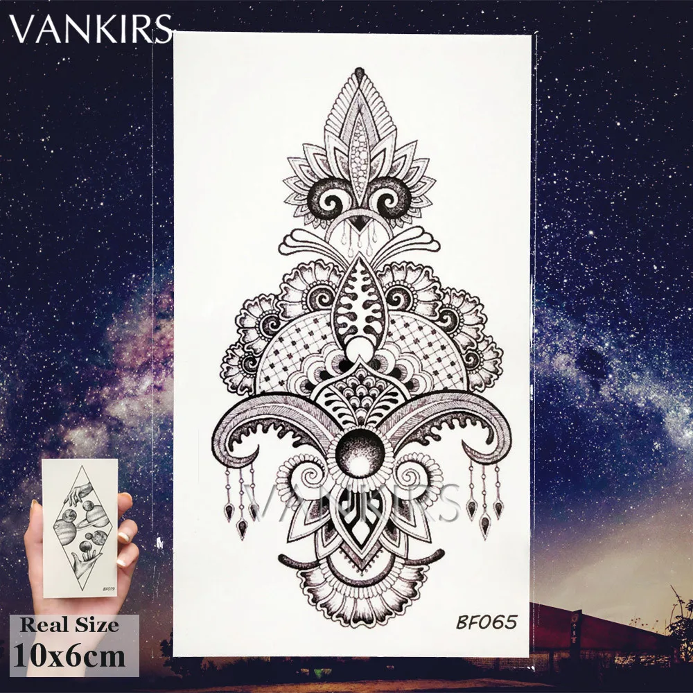 Picture 4: VANKIRS Cute Pineapple Tattoo Stickers Fake Black Women Henna Totem Temporary Tattoo Indians Body Arm Girls 3D Waterproof Tatoos