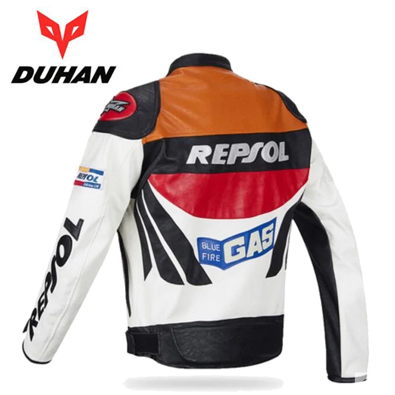 DUHAN Men's Motocross Motorcycle Jacket Moto Racing Jacket REPSOL PU Leather Motorbike Jackets Clothing Clothes Coat Windproof