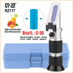 RZ Refractometer Sugar Meter 0-90% Brix RHB-90ATC Handheld Brewing Auto Refractometer Fruit Sauce Meter Sugar Refractomer