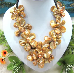 white/purple/blue/green/black rice and shell flowers necklace 48cm nature handmade wholesale FPPJ