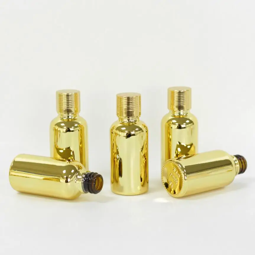 High grade 10ml essential oil sample bottle wholesale , sale small 10ml empty golden glass bottle 100pcs