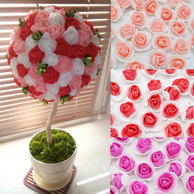 50pcs/lot Artificial Flowers PE Foam Roses Flower Head Wedding Home Decoration for Scrapbooking Gift Box DIY Garland