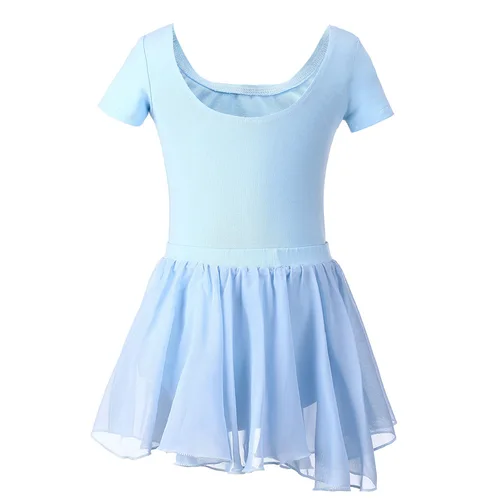 Imagen 2 del producto Leotardo de gimnasia azul Lycra trajes de baile para niños leotardo de Ballet para niñas con falda Ropa de baile