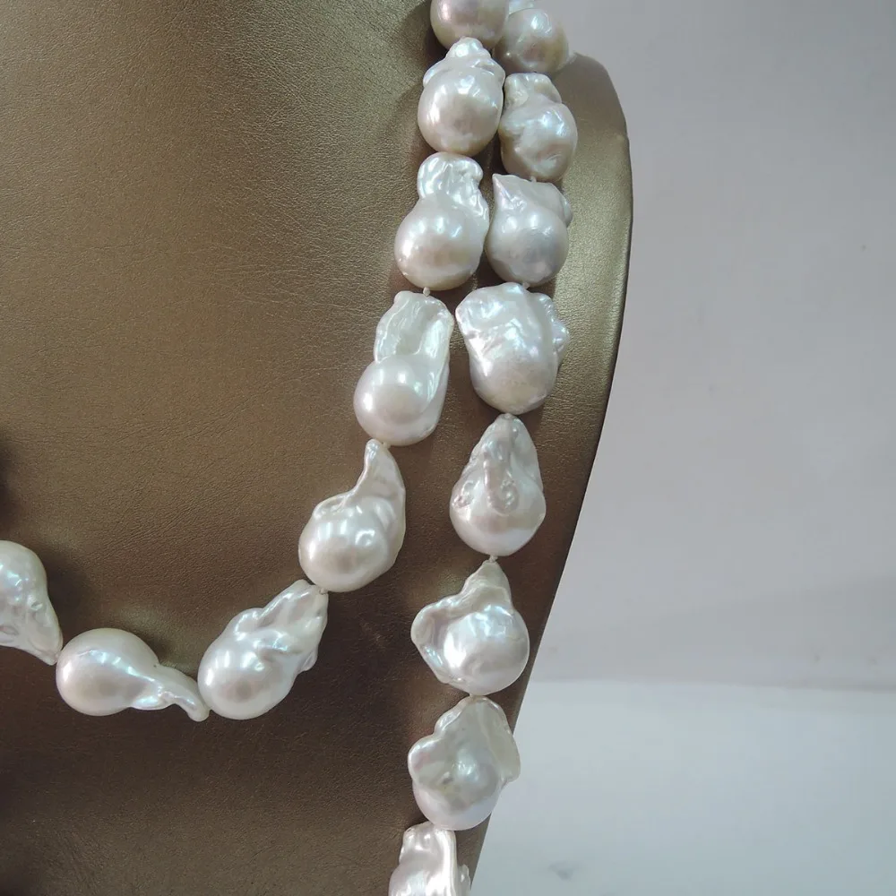 100% NATURE FRESHWATER PEARL NECKLACE, HIGH QUALITY BIG BAROQUE PEARL long NECKLACE-125 cm NECKLACE-big baroque shape pearl