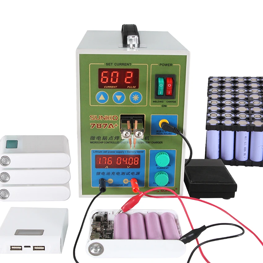 SUNKKO 787A Battery Spot Welder 1.5KW Multifunction Spot Welding Machine 18650 Batteries Welding Charging Test 220V Pulse Welder