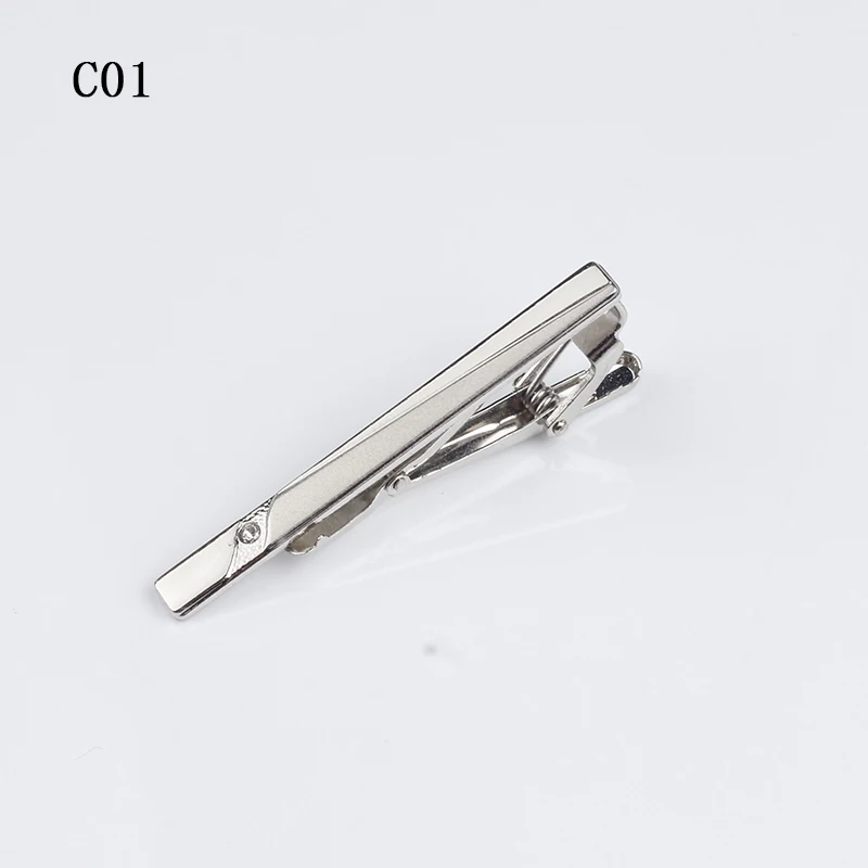 Ricnais New Metal Silver Tie Clip For Men Wedding Necktie Tie Clasp Clip Gentleman Tie Bar Crystal Tie Pin For Mens Gift