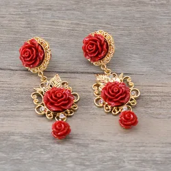 Classic floral long earrings fashion jewelry for women