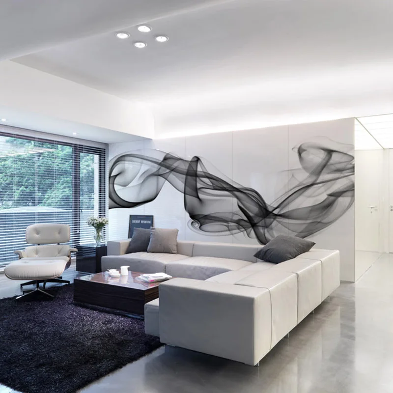 Custom Photo Wallpaper Modern 3D Wall Mural Wallpaper Black White Smoke Fog Art Design Bedroom Office Living Room Wall Paper