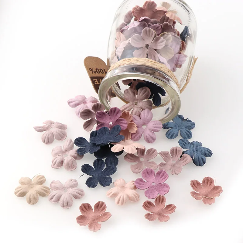 30pc Small Exquisite Leather Flowers Handmade Artificial Flower Head Wedding Decoration DIY Scrapbooking Craft Fake Flower