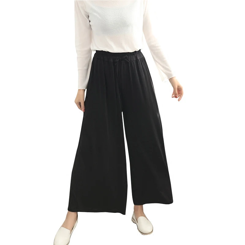 

New Spring Summer Fashion High Waist Cotton Wide Leg Pants Female Cotton Loose Casual Nine Yards Pants Trouser For Women D102