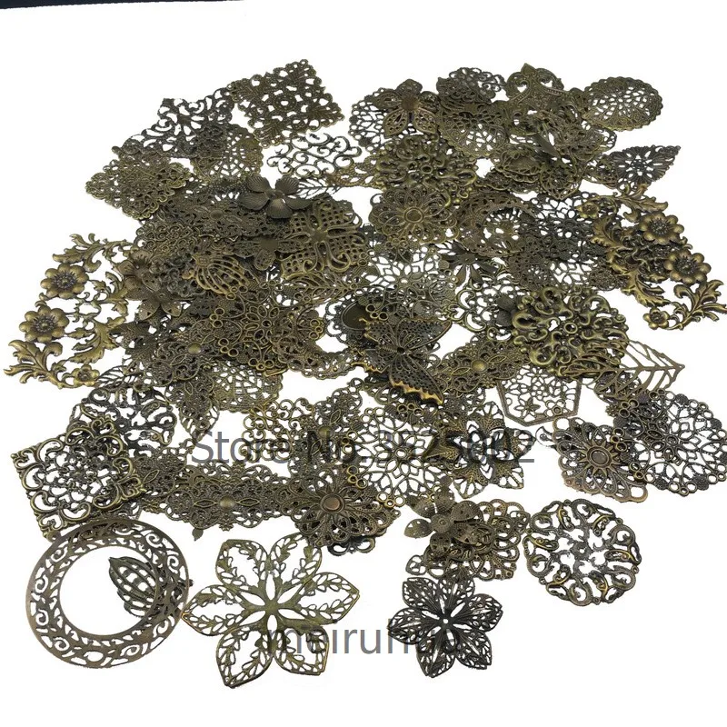 20pcs/lot  Mix  20Pcs Antique Bronze Mixed Metal Filigree Wraps Connectors Metal Crafts Gift Decoration DIY