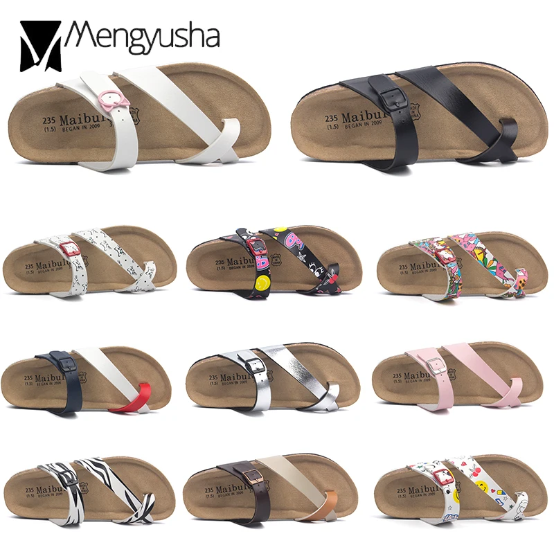 flower print cork sandals women clip toe slippers narrow band flip flops lovers platform sandals summer beach shoes size 45 c455