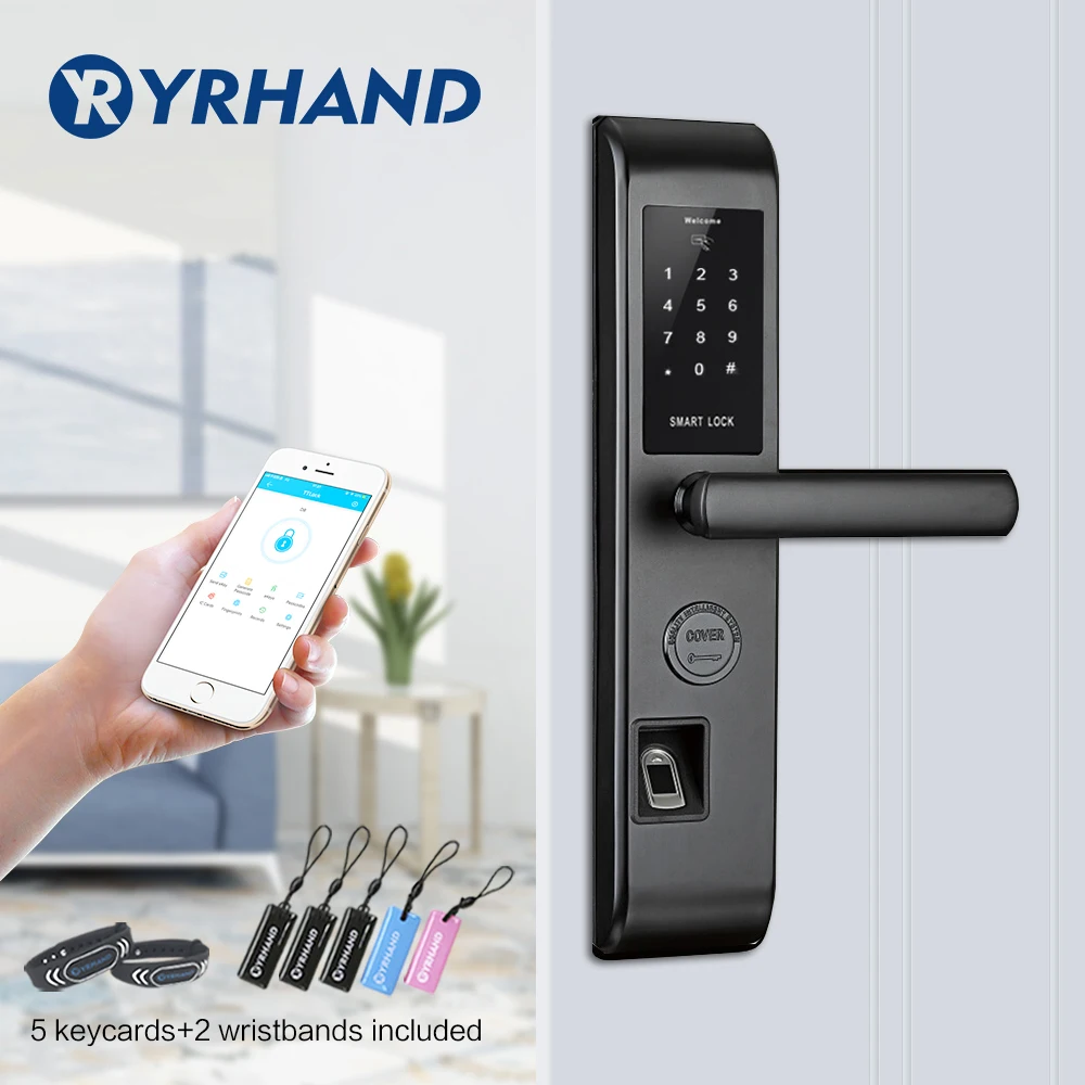 

WiFi Smart Door Lock, Intelligent Fingerprint Reader Scanning Password Lock Bluetooth Fingerprint Smart Keyless Lock