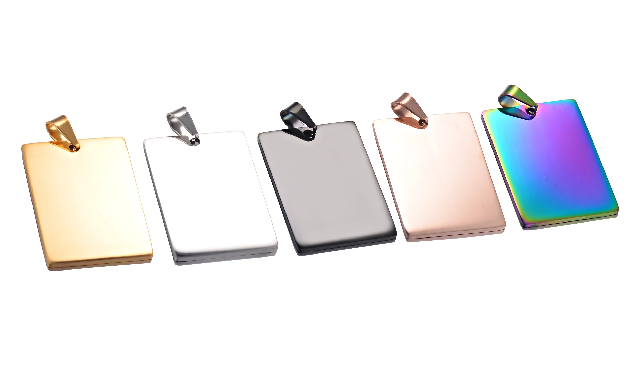 5pcs Wholesale Rectangle 5 Colors Unisex Stainless Steel Army ID Blank Dog Tags Pendant Necklace Jewelry 28*40mm Hypollergenic