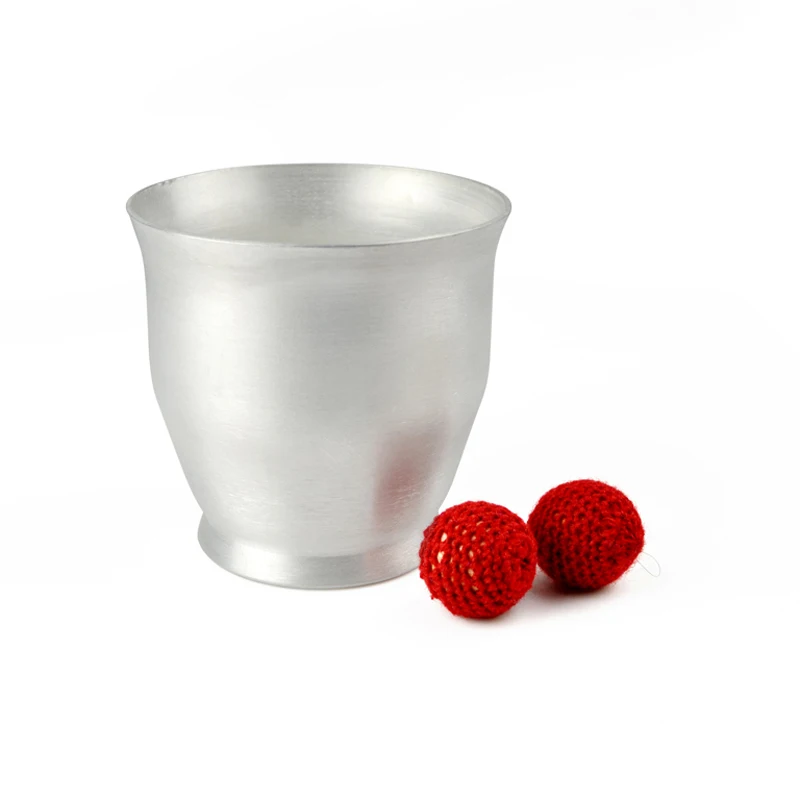 1 Set Aluminum Chop Cup Large Size Magic Tricks Deluxe Wide Mouth Cup And Balls Close Up Magic Props Magnetic Mentalism