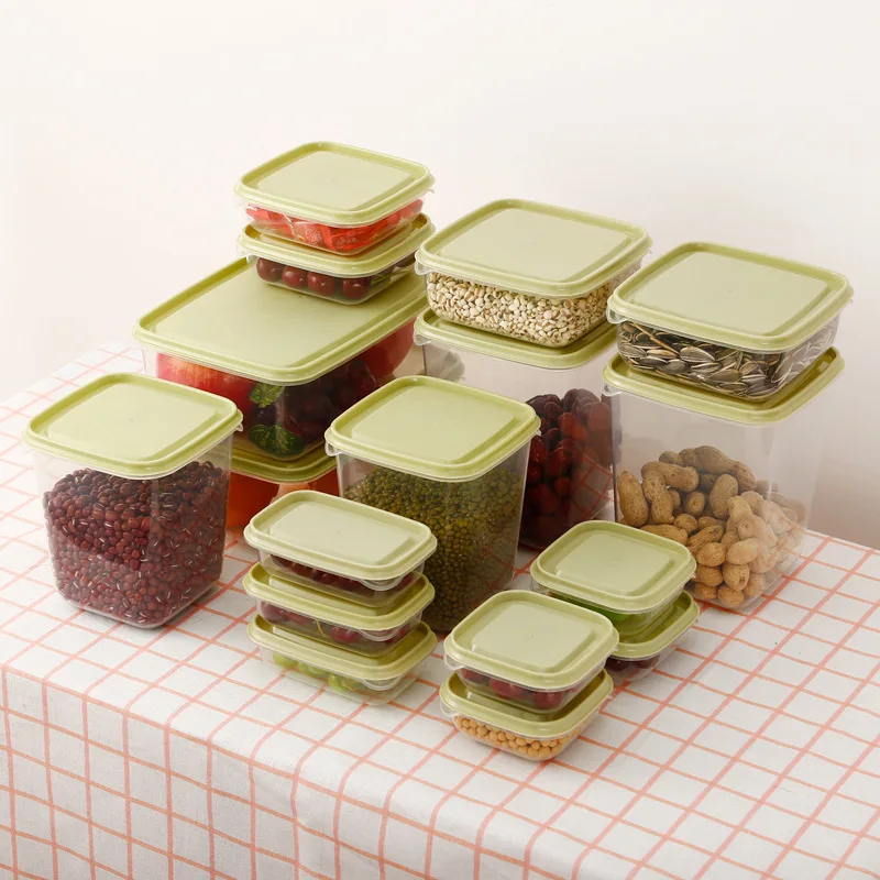 

17pcs Plastic Sealed Cans Kitchen Clear Storage Box Food Grains Beans Storage Container Home Organizer Keep Fresh Sealed Crisper