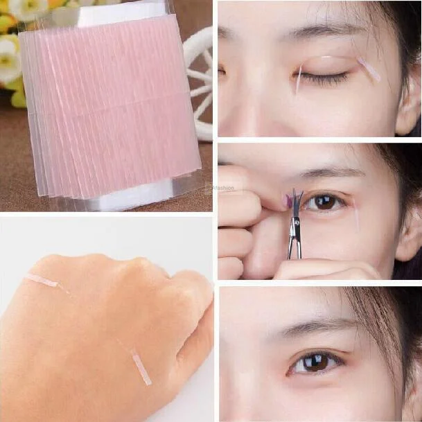 52pcs invisible double eyelid tape magic eyelid stickers double sided strip adhesive fiber stretch object eye tools