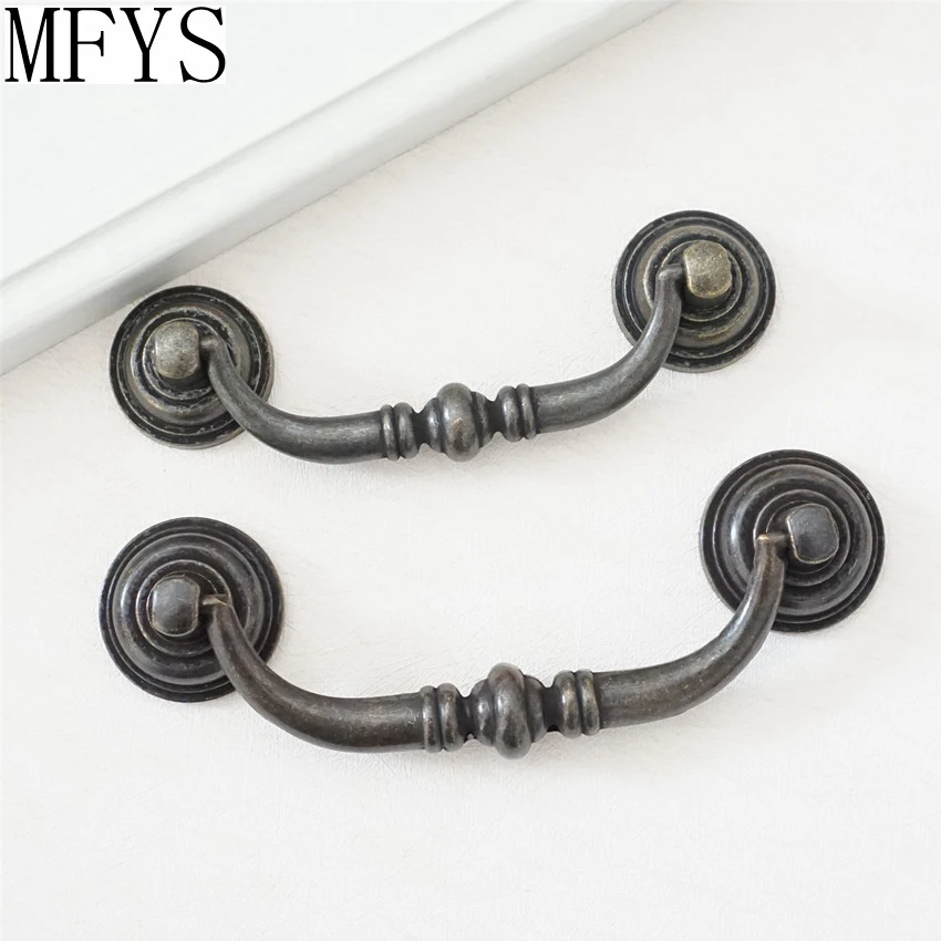 MFYS Vintage Furniture Handle Zinc Alloy Handles for Cabinet and Drawer Antique Black Kitchen Accessory Wardrobe Pulls