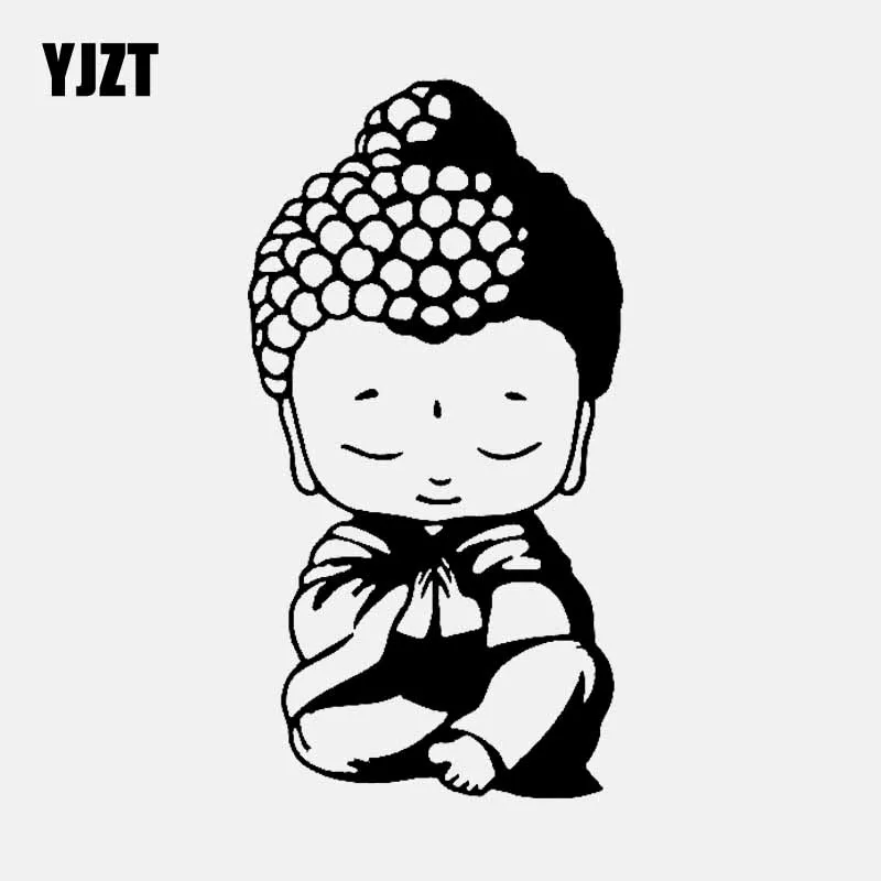 YJZT 9.4CM*17.8CM Buddha Buddhism Religion Religious Vinyl Decal Car Stickers Black/Silver C3-1555