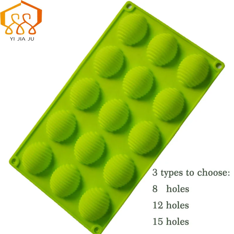 8-15 Holes Easter Rippled Egg Shape Silicone Chocolate Cake Mold  DIY Silkworm Cocoon Shell Pudding Kitchen Baking Tools