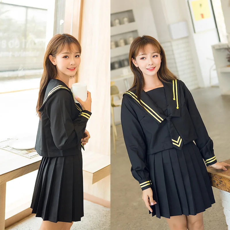 Japanese sweet meteor embroidery navy style sailor suit long-sleeved jk uniform student pleated skirt female spring summer suit