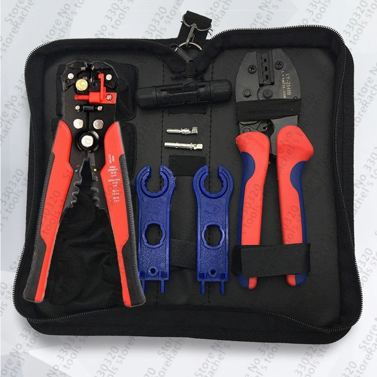 Solar Crimping tool kits tools set with pv connectors multi-functional wire stripper spanner 2.5,4,6mm2